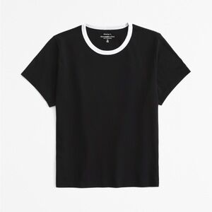 Abercrombie & Fitch Essential Polished Body-Skimming Tee, Black & White